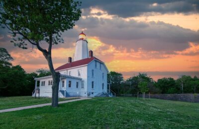 Sandy Hook Lighthouse at sunset