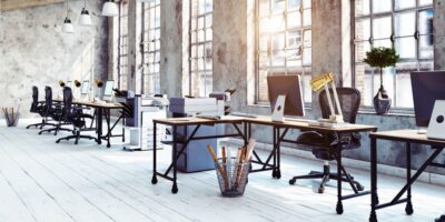 office in a loft setting